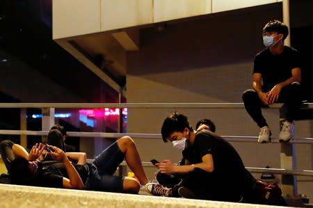 Protest outside police headquarters in Hong Kong