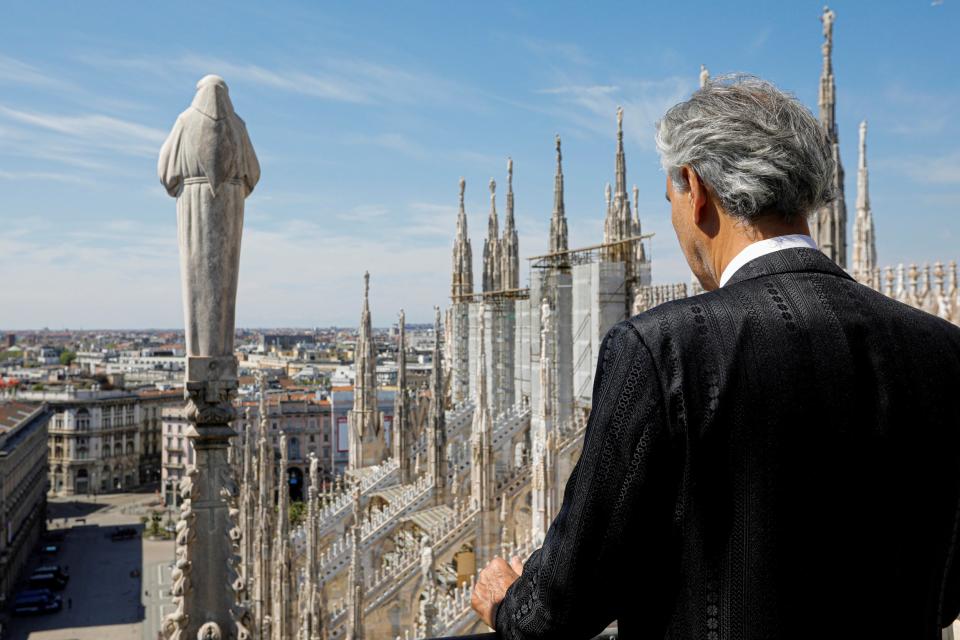 Bocelli as he prepared for his concert a the iconic Duomo (via Reuters)