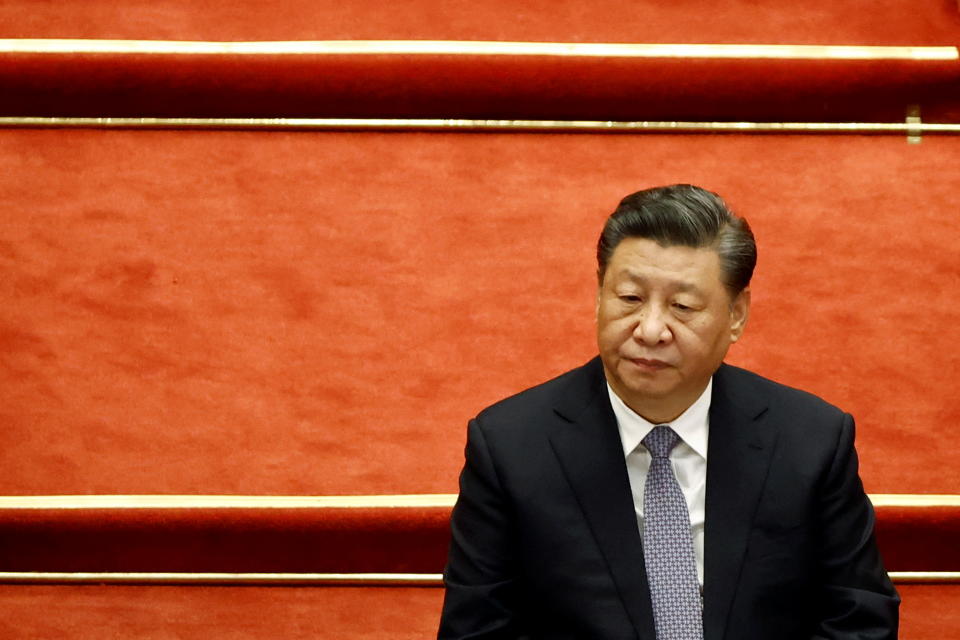 Chinese President Xi Jinping attends the opening session of the Chinese People's Political Consultative Conference (CPPCC) at the Great Hall of the People in Beijing, China March 4, 2022. REUTERS/Carlos Garcia Rawlins