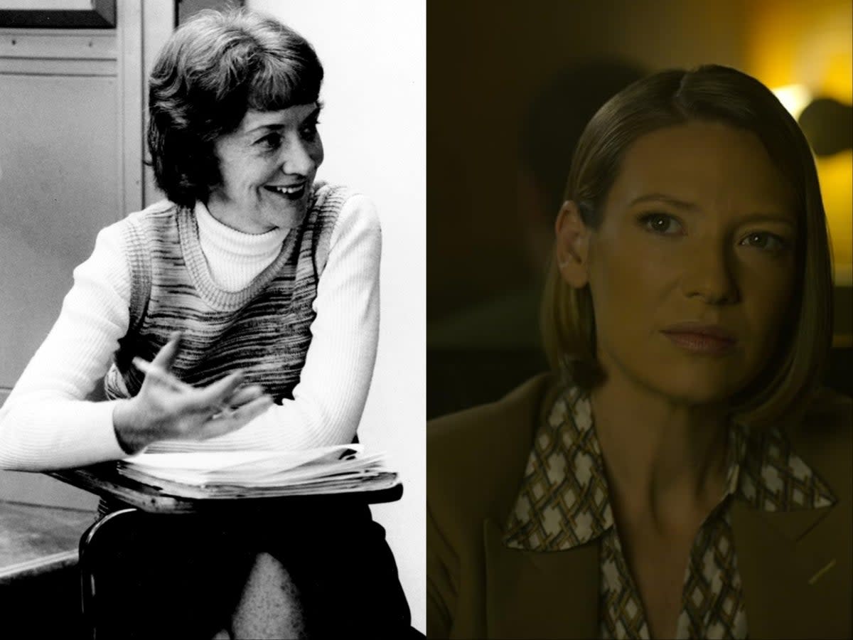 The real Ann Burgess on the left, and the character she inspired on Netflix’s Mindhunter, played by Anna Torv (Boston College / Netflix)