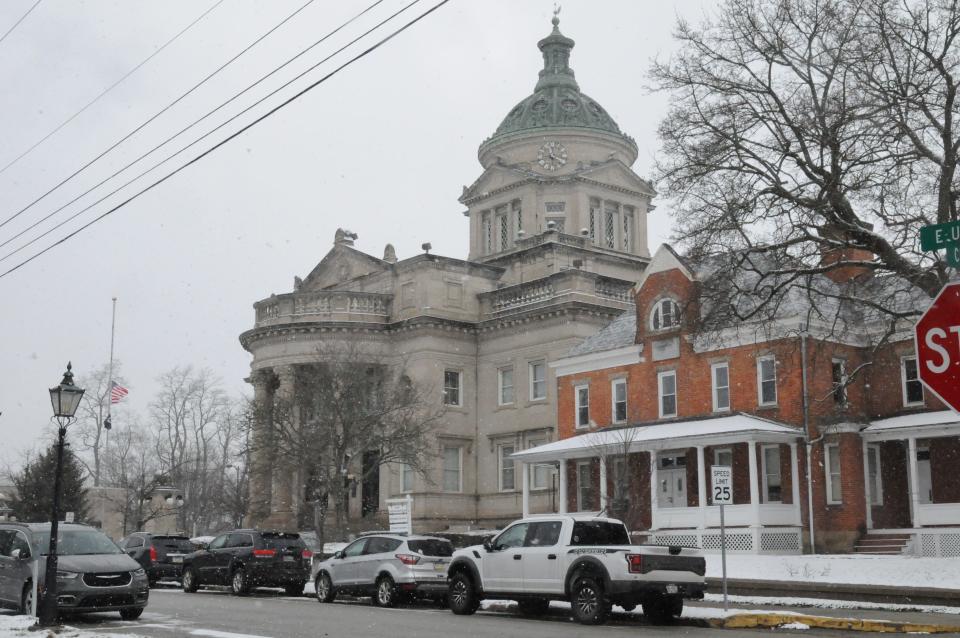 The three county judges listen to arguments Monday at the courthouse in a case were Somerset County Commissioners versus County Treasurer.