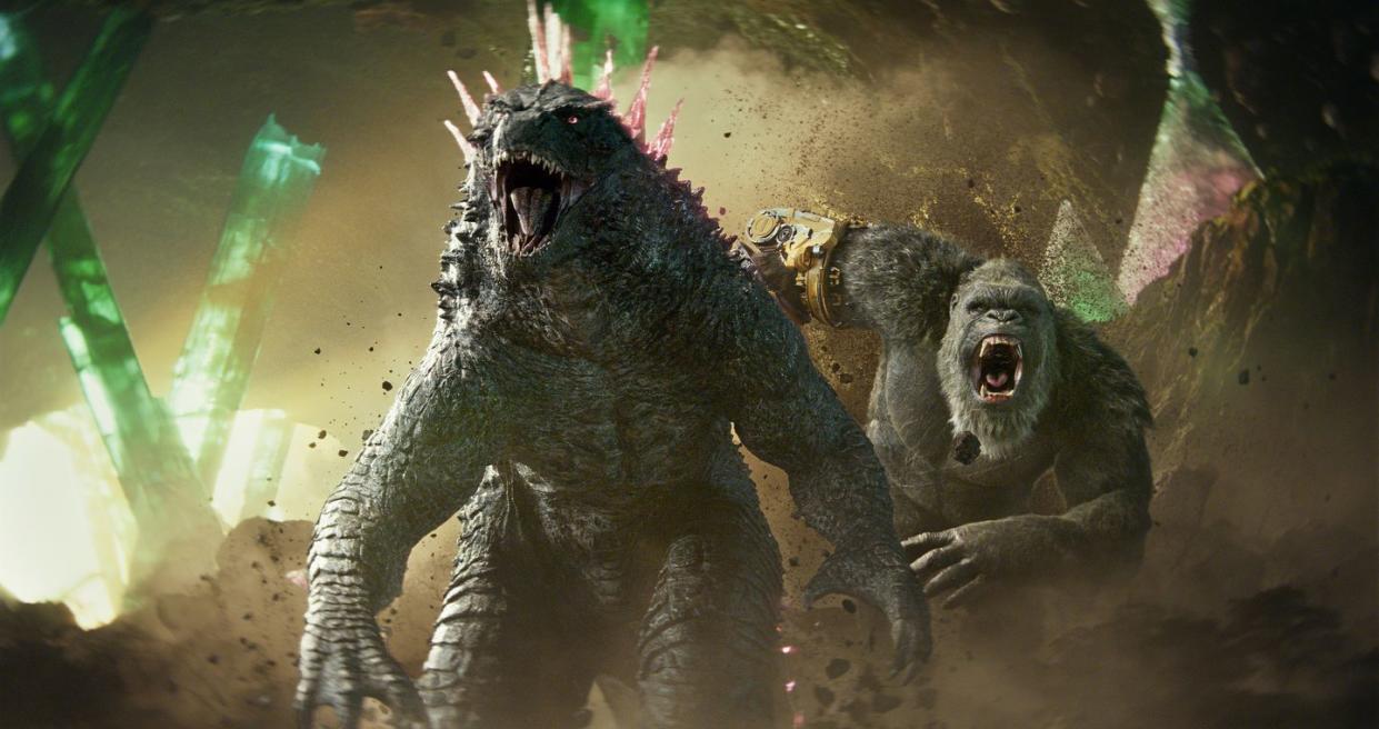 godzilla and kong teaming up ready for battle in godzilla x kong the new empire