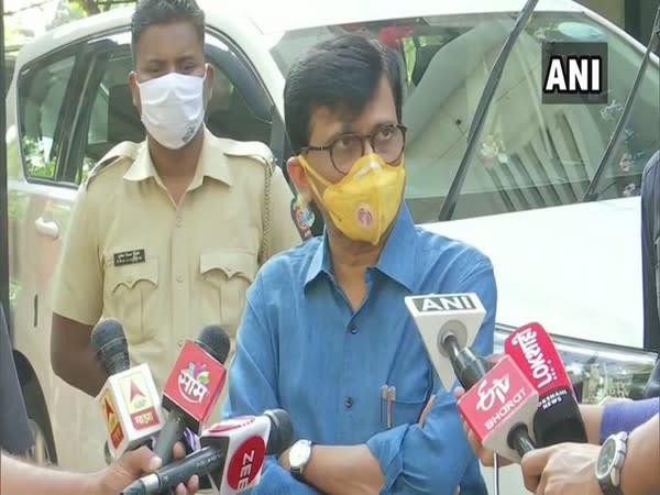 Shiv Sena leader Sanjay Raut speaking to media in Mumbai on Sunday. [Photo/ANI]