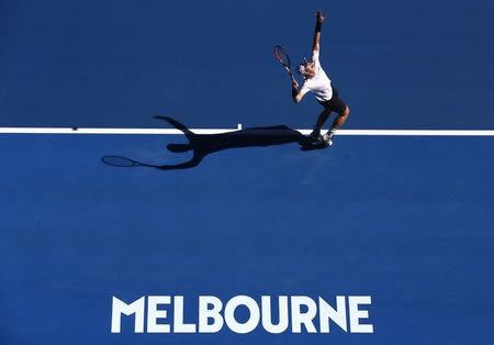 Tennis - Australian Open - Melbourne Park, Melbourne, Australia - 16/1/17 Britain's Andy Murray serves during his Men's singles first round match against Ukraine's Illya Marchenko. REUTERS/Thomas Peter