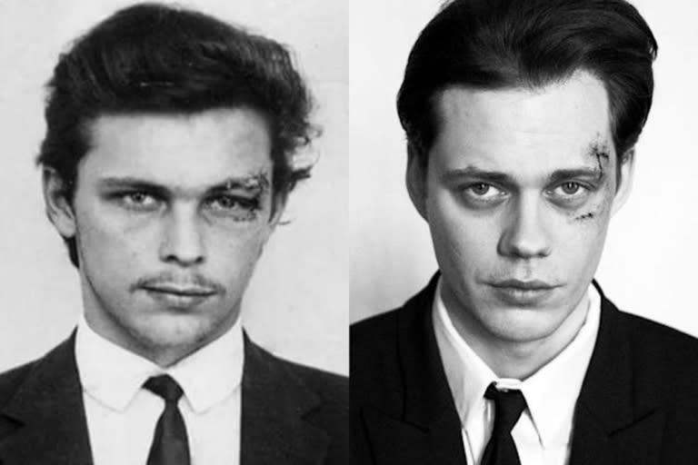 Una imagen que muestra a ambos, el verdadero Clark Olofsson y el actor Bill Skarsgård