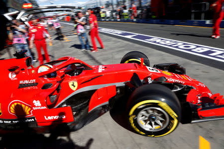 Formula One F1 - Australian Grand Prix - Melbourne Grand Prix Circuit, Melbourne, Australia - March 23, 2018 Ferrari's Sebastian Vettel in action during practice REUTERS/Brandon Malone