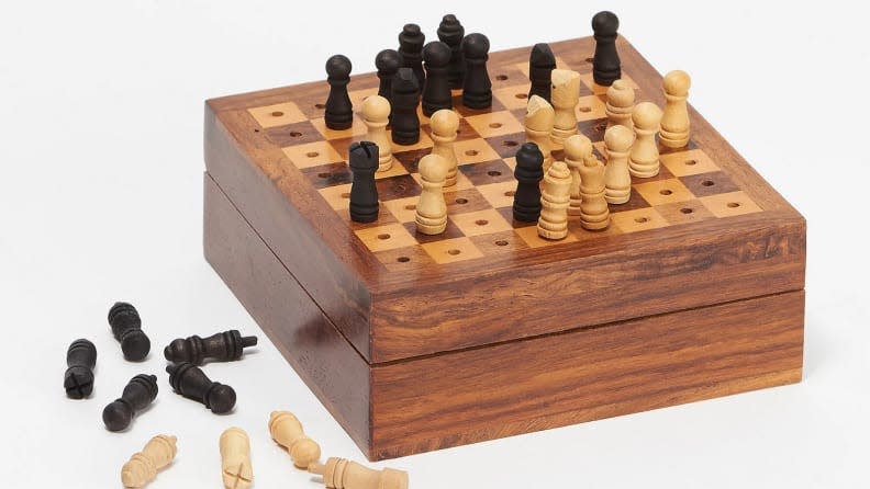 Take this mini chess set with you when you travel.