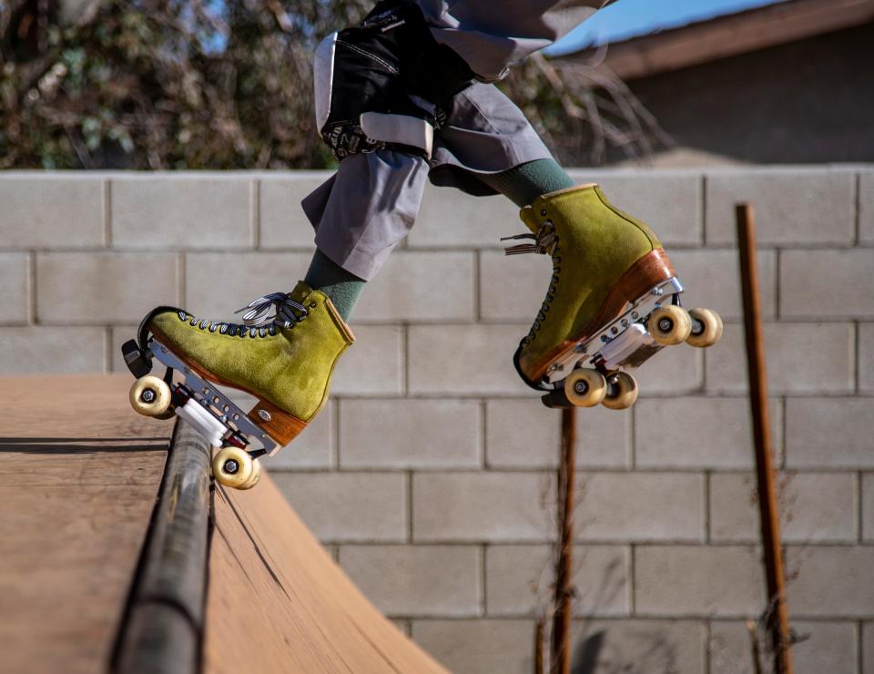 Gaby Sanchez of Fontana skates in the mini ramp during the Windmill City Classic at The Yard in Palm Springs, Calif., Saturday, Dec. 10, 2022. 