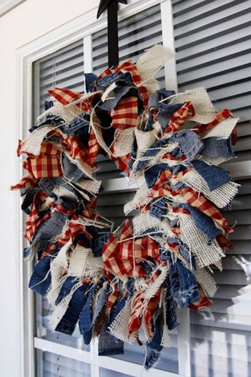 Denim, Gingham, and Burlap Wreath