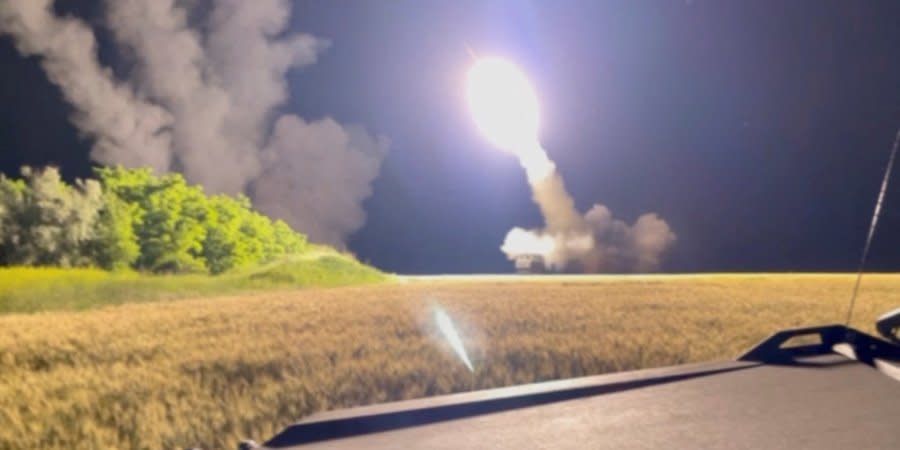 The work of the HIMARS air defense system in an unknown place on the territory of Ukraine