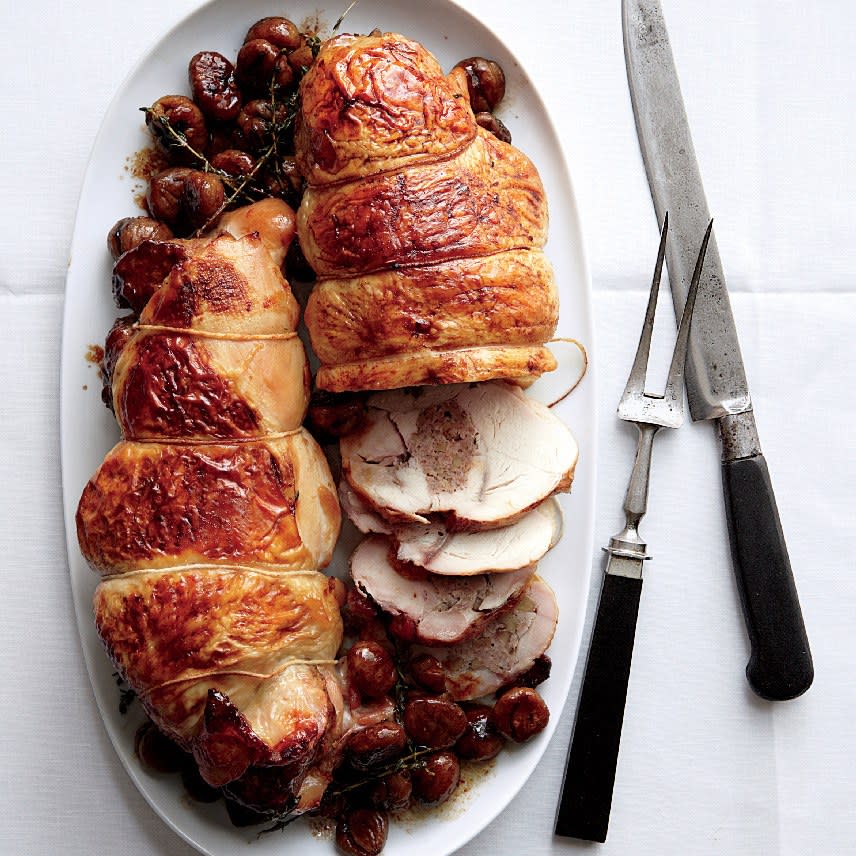 Boudin Blanc-Stuffed Turkey Breasts with Chestnuts