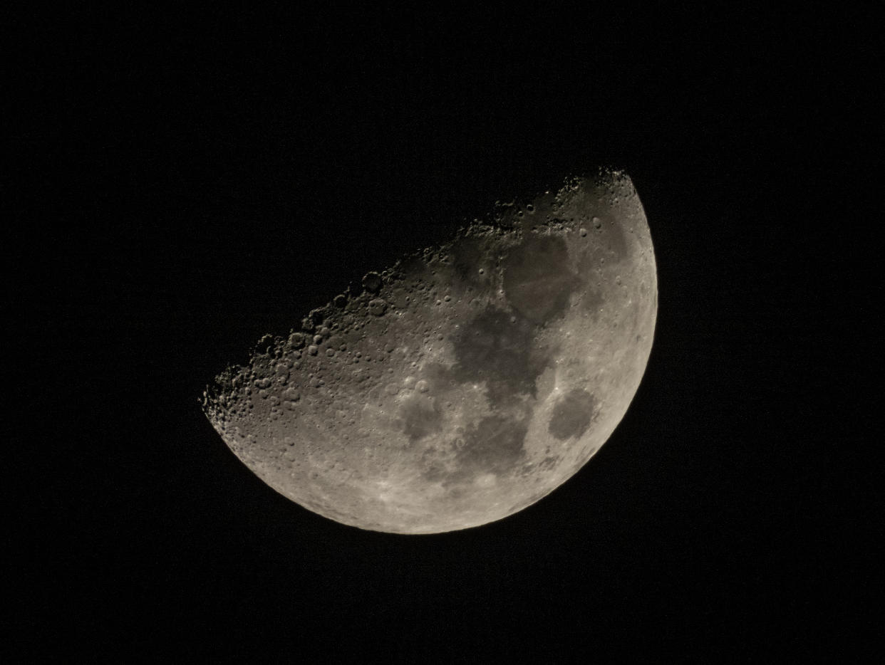 The moon as seen from Catania, Italy.