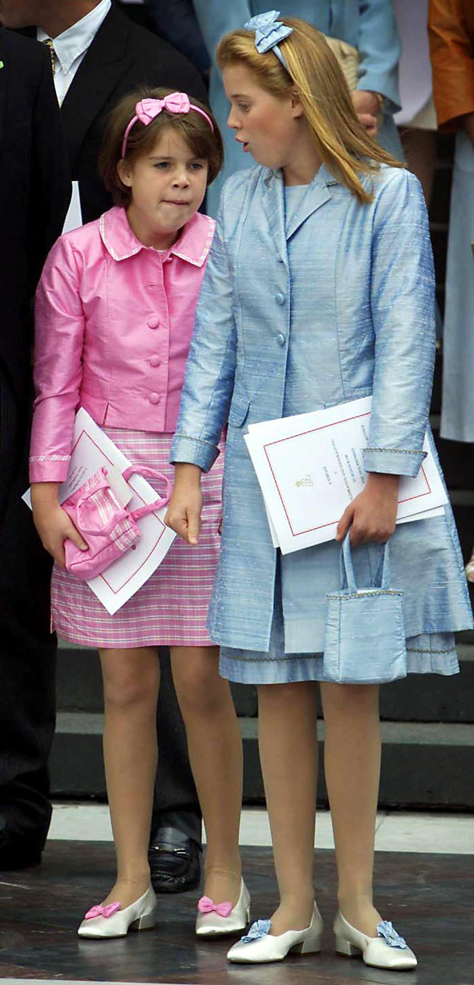 File photo dated 11/07/00 of Princesses Eugenie (left) and Beatrice waiting for their car on the steps of St Paul's Cathedral following the service of Thanksgiving. The youngest daughter of the Duke of York and Sarah, Duchess of York, is turning 30 on Monday.