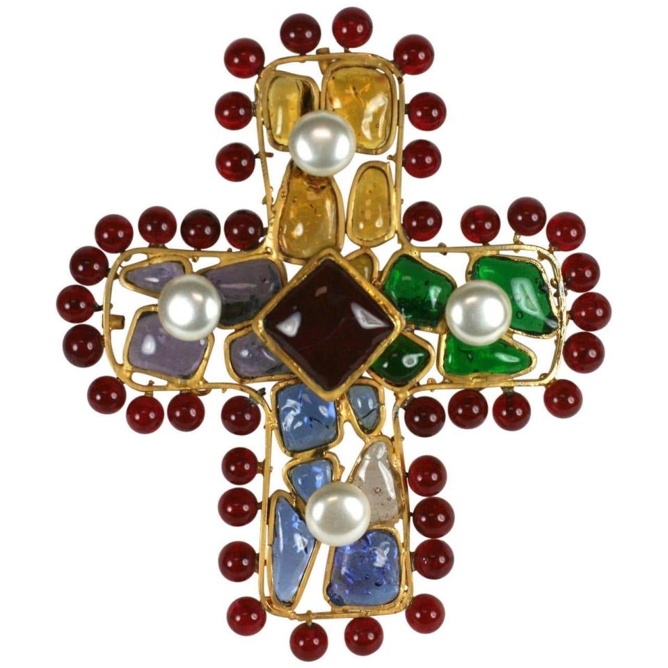 Chanel Byzantine Cross with Ruby Bead Surround