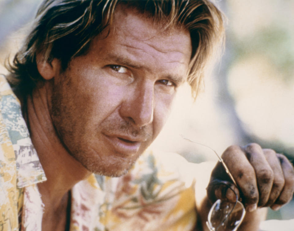 American actor Harrison Ford on the set of The Mosquito Coast based on the novel by Paul Theroux and directed by Australian Peter Weir. (Photo by Sunset Boulevard/Corbis via Getty Images)