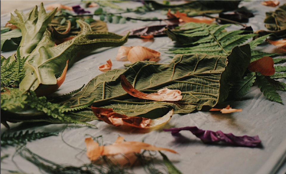 Using plants and leaves for natural dyes. (PHOTO: Mini)