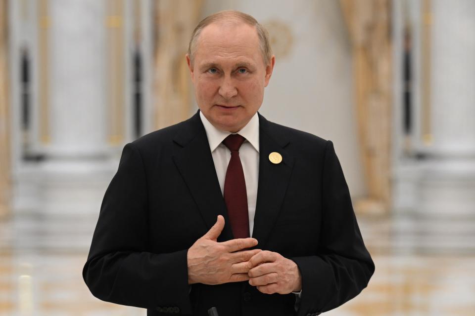 Russian President Vladimir Putin speaks to the media after the summit of Caspian Sea littoral states in Ashgabat, Turkmenistan, Thursday, June 30, 2022. (Dmitry Azarov, Sputnik, Kremlin Pool Photo via AP)