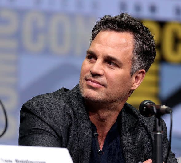 Mark Ruffalo speaking at the 2017 San Diego Comic Con International, for "Thor: Ragnarok", at the San Diego Convention Center in San Diego, California.