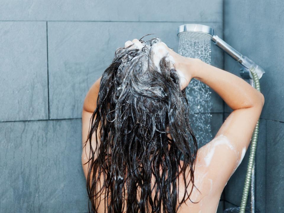 showering washing hair