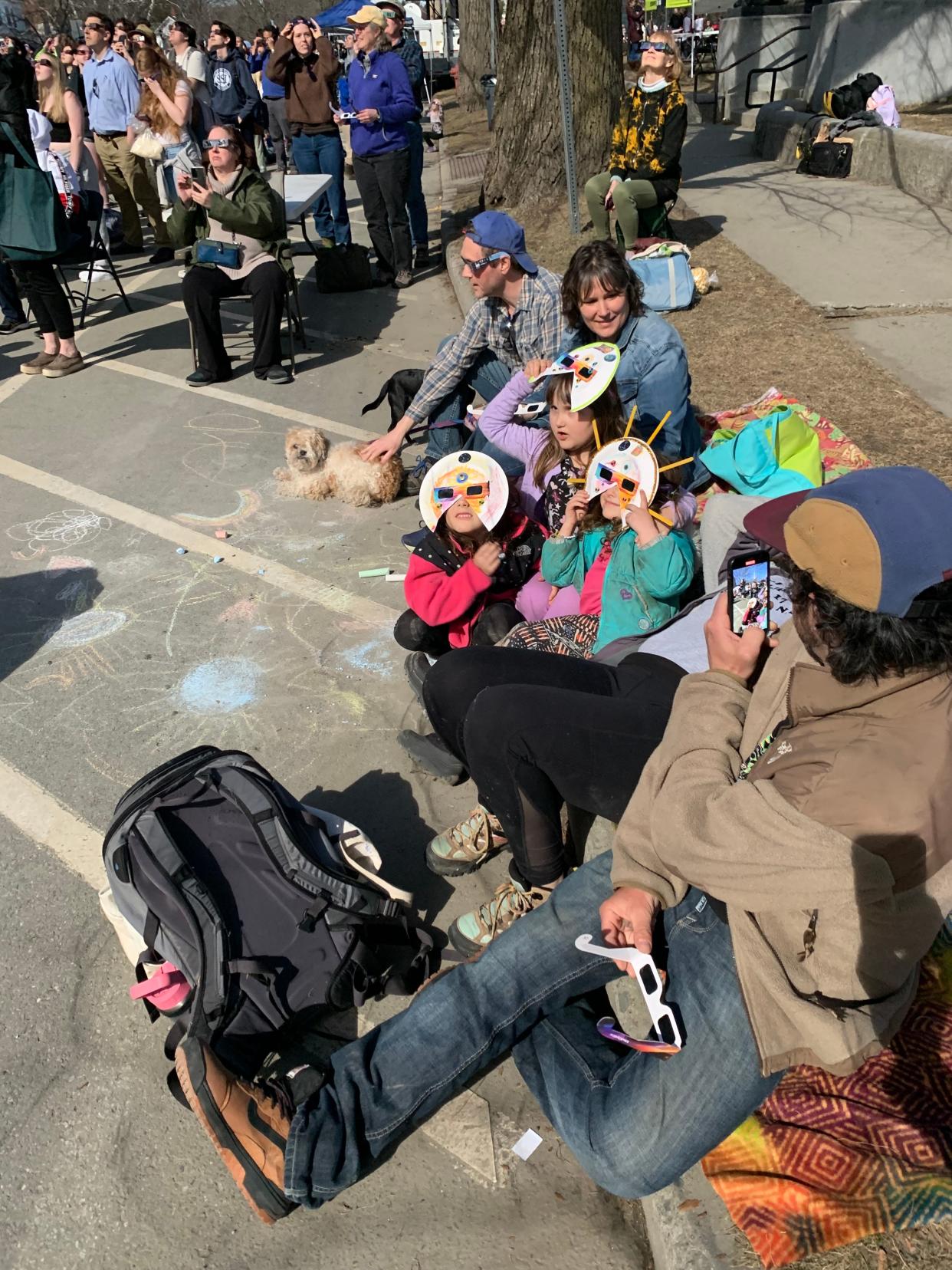 Enjoying the spectacle on Main Street in St. Johnsbury, Vermont, minutes before the total solar eclipse.