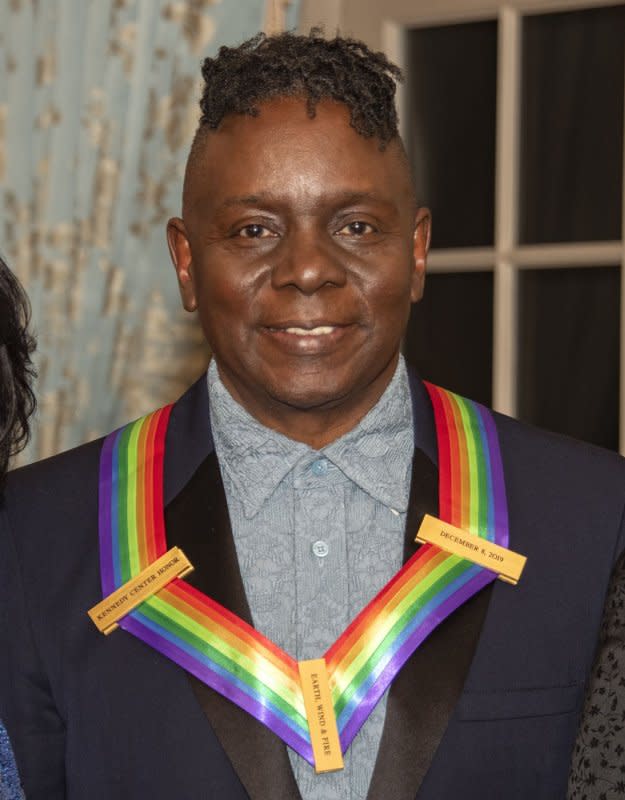 Philip Bailey of the band Earth, Wind and Fire, one of the recipients of the 42nd Annual Kennedy Center Honors, poses following a dinner at the U.S. Department of State in Washington, D.C., on December 7, 2019. The singer turns 73 on May 8. File Photo by Ron Sachs/UPI