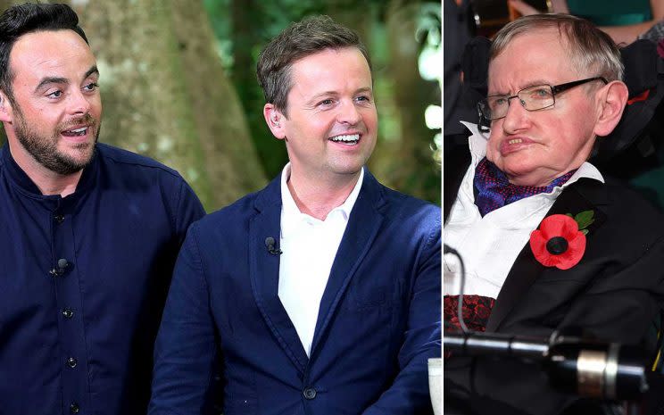 Ant and Dec and Stephen Hawking/Rex Photos