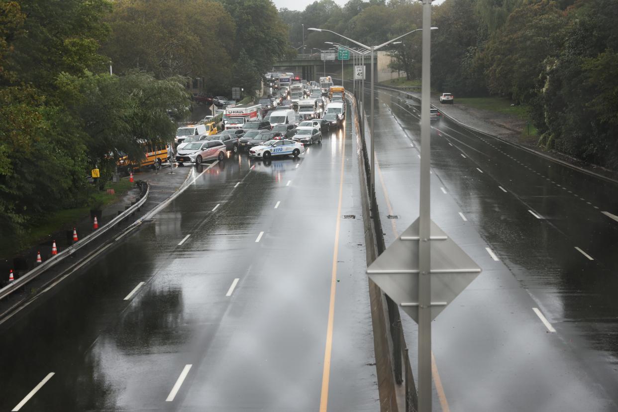 Prospect Expressway in Brooklyn was closed due to heavy rainfall and flooding.