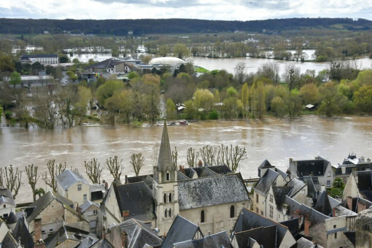 La ville de Chinon (Indre-et-Loire) touchées par d'importantes crues, le 31 mars 2024 (Pascal LACHENAUD)