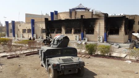 A military vehicle of the Iraqi security forces is pictured near the University of Anbar, in Anbar province July 28, 2015. REUTERS/Stringer