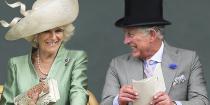 <p>Sharing a laugh with his wife, Camilla, Duchess of Cornwall, at the Royal Ascot. </p>