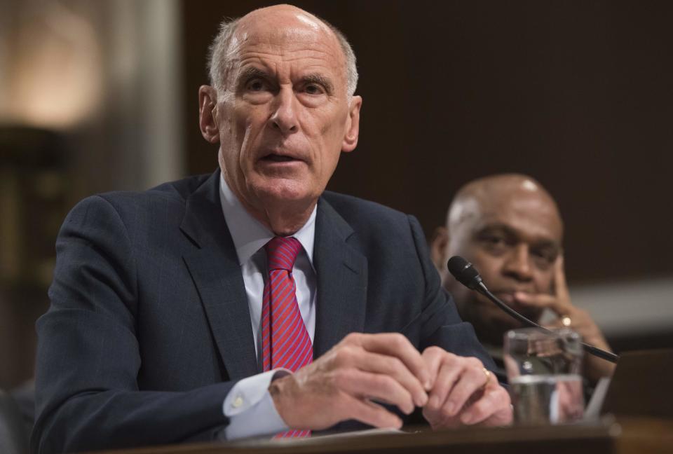 Director of National Intelligence Dan Coats testifies at a Senate Armed Service Committee hearing on Capitol Hill in Washington, May 23, 2017.