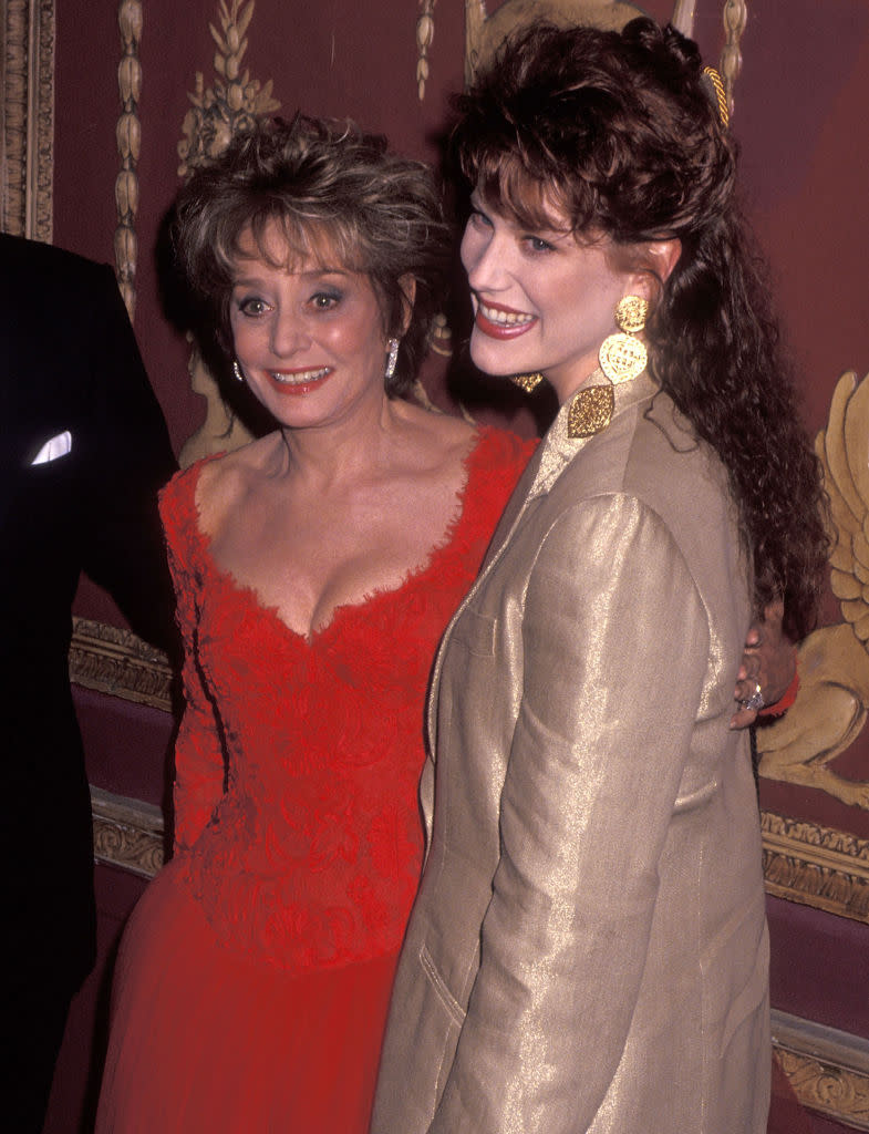 NEW YORK CITY - MARCH 19:   TV journalist Barbara Walters and daughter Jacqueline Guber attend the American Museum of the Moving Image Salute to Barbara Walters on March 19, 1992 at the Waldorf-Astoria Hotel in New York City. (Photo by Ron Galella, Ltd./Ron Galella Collection via Getty Images)