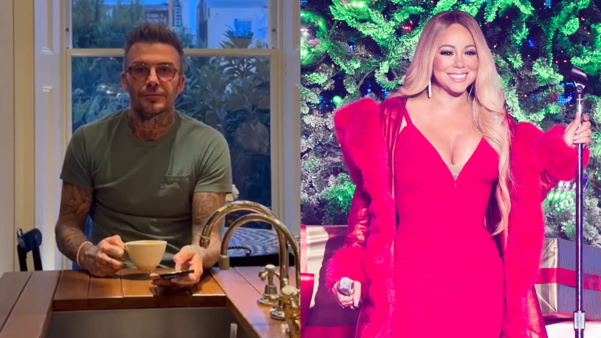 Mariah Carey said she enjoyed David Beckham's candid version of All I Want for Christmas Is You. (Instagram/WireImage)