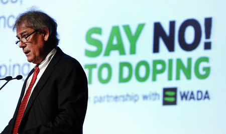 FILE PHOTO: David Howman, Director General of the World Anti-Doping Agency (WADA), addresses the participants of the 11th Symposium for Anti-Doping Organizations in Lausanne March 24, 2015. REUTERS/Denis Balibouse