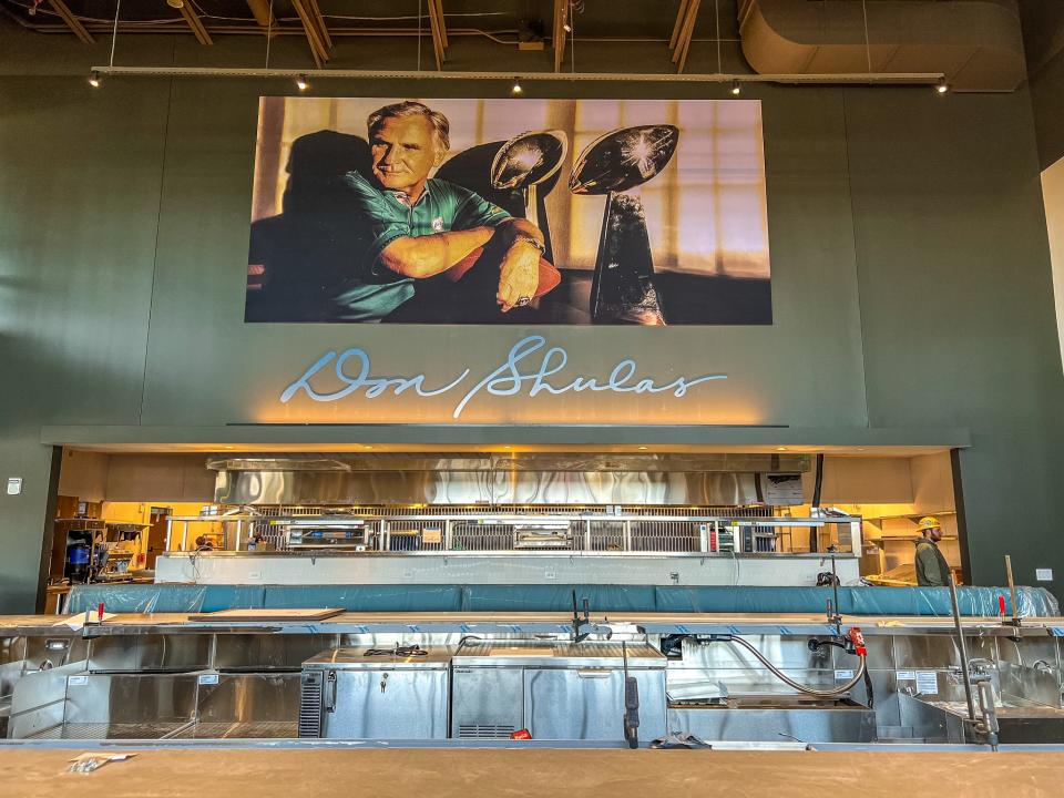 A Don Shula restaurant is scheduled to open in March at the Fan Engagement Zone at the Hall of Fame Village in Canton. Steak, shrimp, ribs, sandwiches and salads will be on the casual upscale menu.