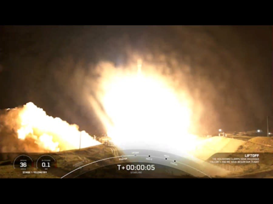 A SpaceX rocket, Falcon 9, launched 22 Starlink satellites into orbit on Thursday, Feb. 22, 2024. (KEYNEWS.TV)