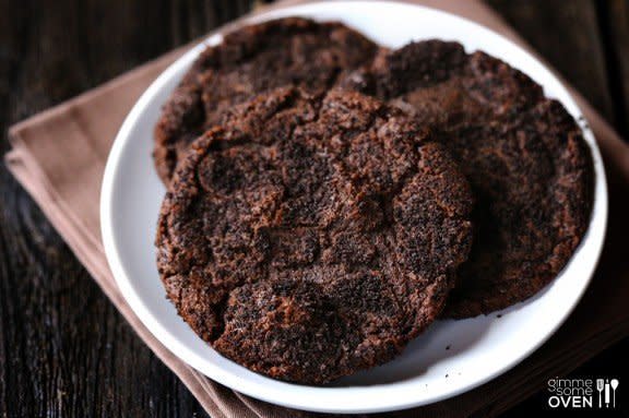 (These are Oreo-crusted chocolate cookies)<br> <strong>Get the <a href="http://www.gimmesomeoven.com/oreo-doodles-oreo-crusted-chocolate-cookies/" target="_blank">Oreo-Doodles recipe</a> from Gimme Some Oven</strong>