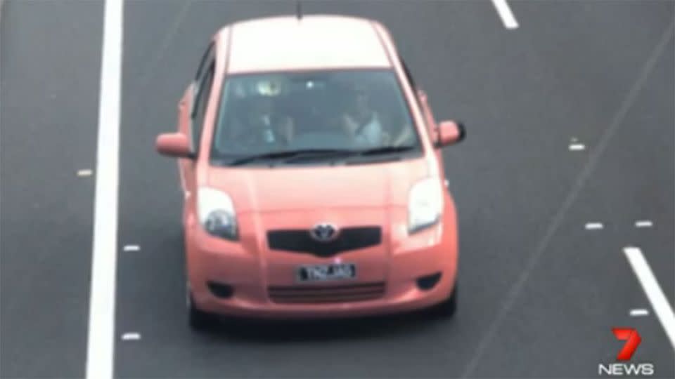 The offending pink Toyota that has landed Harry Chojna with $30,000 in traffic fines. Photo: 7 News