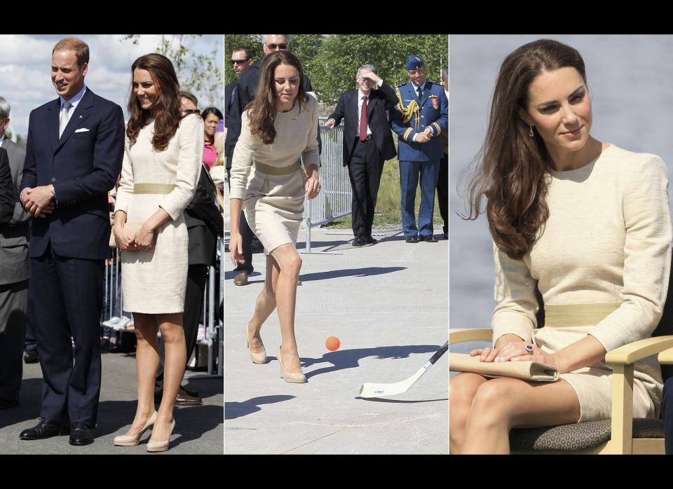 Dress by Marlene Birger, LK Bennett Sledge2 pumps and Kiki McDonough Citrine Drop earrings. (Getty photos)