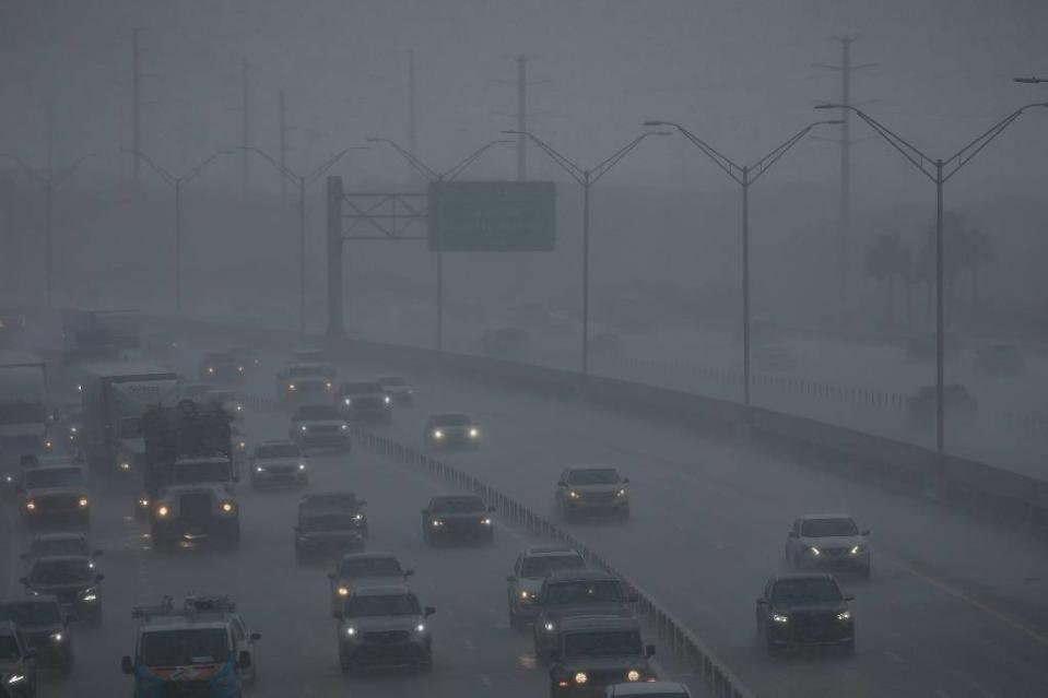 Rain makes driving on I-95 even more arduous than usual in Boca Raton on June 14, 2024. THOMAS CORDY/THE PALM BEACH POST / USA TODAY NETWORK