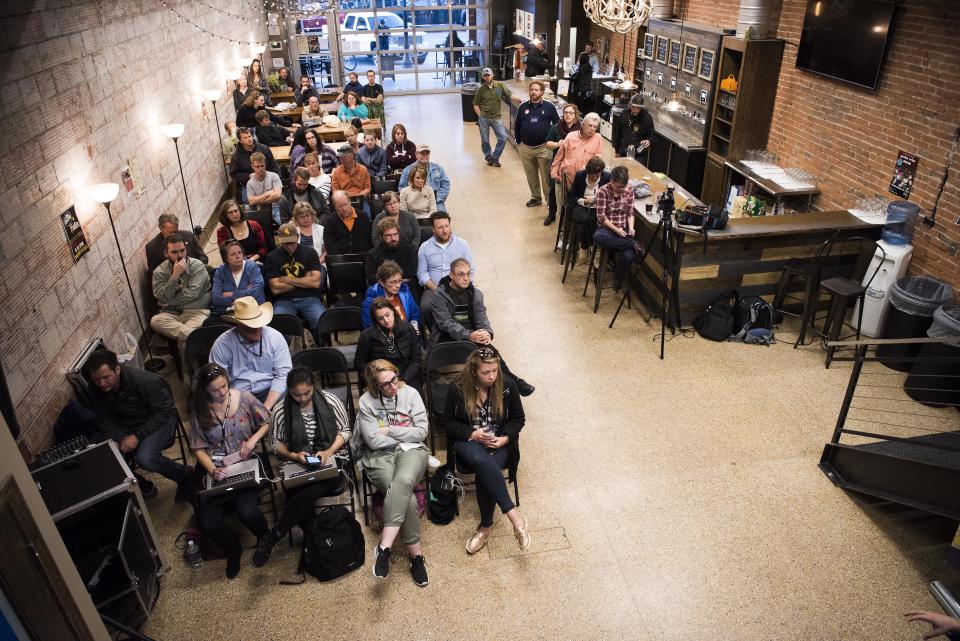 Audience members&nbsp;at&nbsp;"When the Money Runs Out: Funding Schools in a Post-Bust Economy" at Frontier Brewing and Taproom.