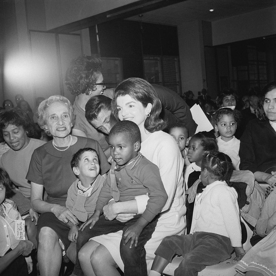 1965: Jackie Kennedy attends a children's Christmas party