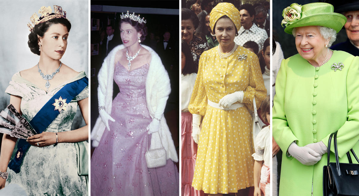 Queen Elizabeth II's iconic fashion revealed, from her brightly colored  dresses to her signature handbag
