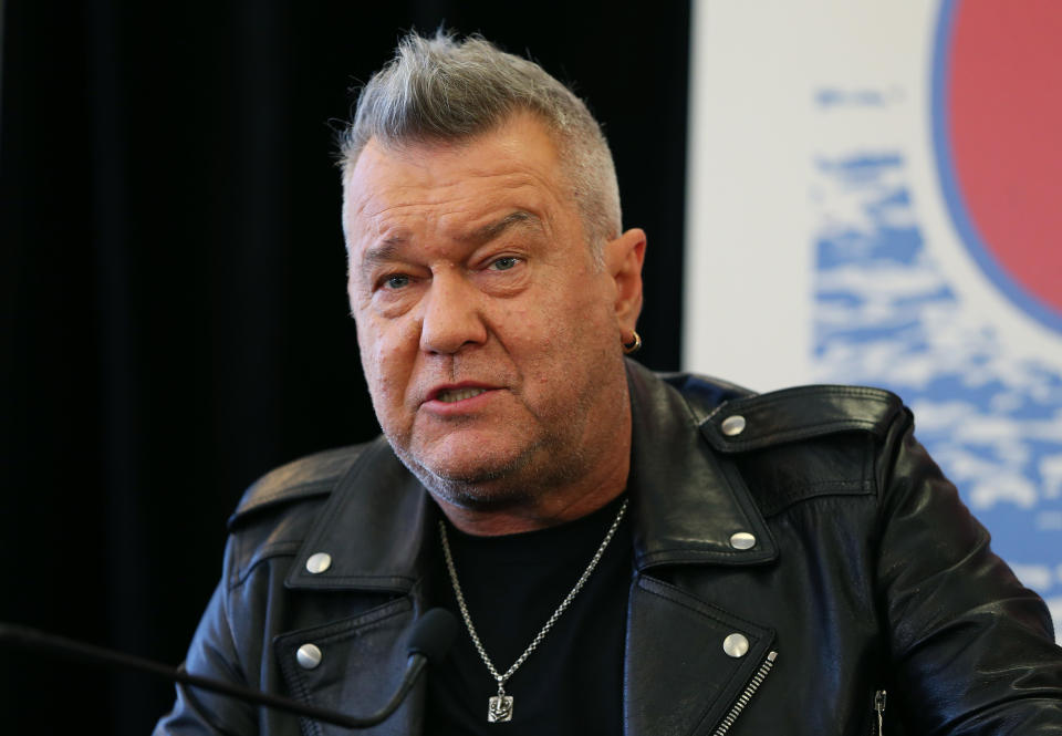 SYDNEY, AUSTRALIA - OCTOBER 09: Jimmy Barnes from Cold Chisel looks on during a press conference on October 09, 2019 in Sydney, Australia. (Photo by Don Arnold/WireImage)