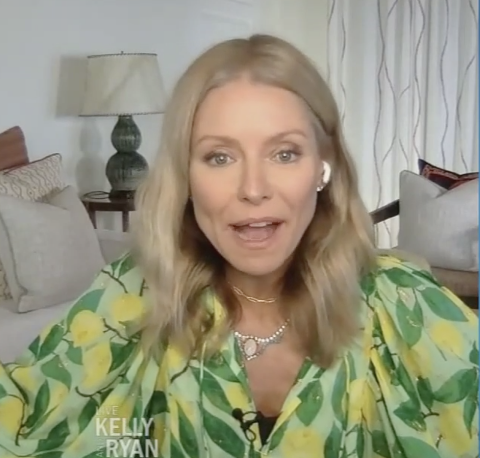 Kelly Ripa reveals she's been "stuck" in the Caribbean during quarantine. (Screenshot: Live With Kelly and Ryan)