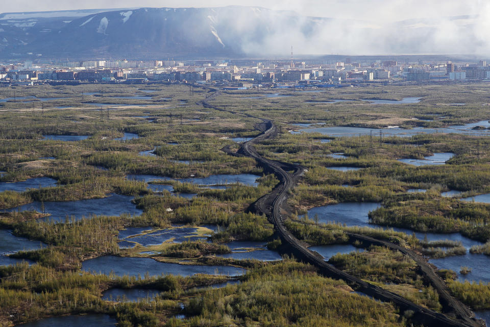 Image: An aerial view of Norilsk on June 6, 2020. (Kirill Kukhmar / TASS via Getty Images)