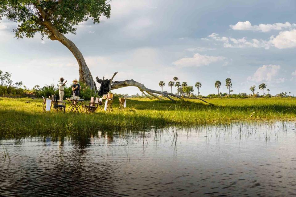 <p>Courtesy of Red Carnation Hotels</p> A bush picnic for guests of Xigera Safari Lodge, in Botswana