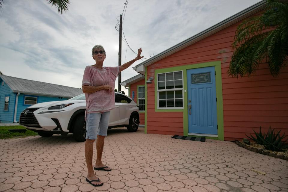 Matlacha resident Diane Cammick, 72, said that she was preparing to evacuate her home Tuesday morning, August 29, 2023 because of potential impact from Hurricane Idalia.
(Credit: Ricardo Rolon/USA TODAY NETWORK-FLORIDA, Ricardo Rolon/USA TODAY NETWORK-FLORIDA)