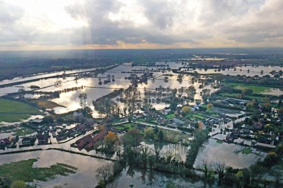 Flooding at Fishlake, Doncaster, last month (PA)