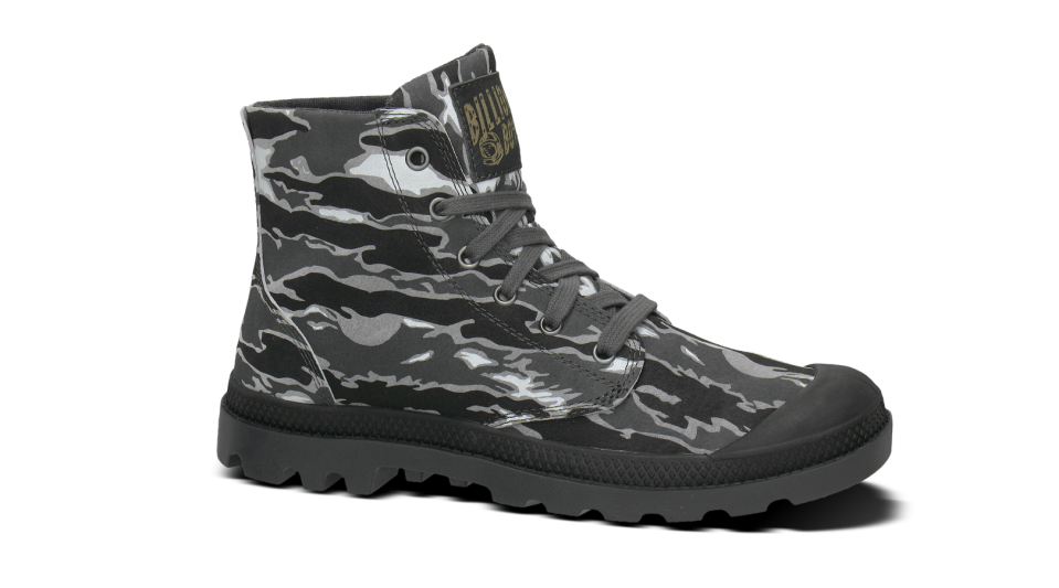 <p>The Palladium x Billionaire Boys Club special edition Pampa Hi boot featured a custom camouflage pattern on premium leather.</p>